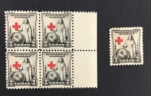US  1931 XF MNH SC#702  Blk of 4 REDCROSS Shift Error      (A) - Picture 1 of 2