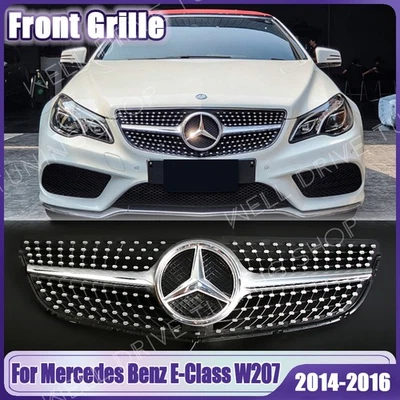 Front Upper Grille W/LED Emblem For Mercedes Benz W207 14-16 E250 E350 E400 E500 - Image 1 of 4