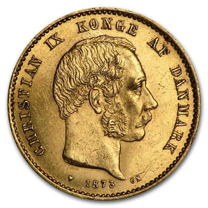 1873-1900 Denmark Gold 20 Kroner Christian IX Avg Circ - Picture 1 of 2