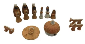 Vintage Southwest Style Clay Pottery Nativity Set 11 Pc Unique Jesus Wise Men - Picture 1 of 7