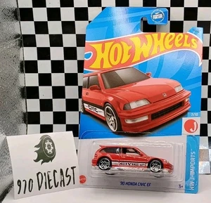 Honda Civic EF 90 rojo Hot Wheels •••• vtec j-Imports #7/10 JDM 2023 - Imagen 1 de 1
