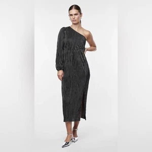 Y.A.S NWT Yasoda Plisse One Shoulder Midi Dress Women's Size Small Black Pleated - Picture 1 of 11