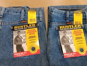 2 Brand New Rustler by Wrangler Men's Regular Fit Straight-Leg Jeans 33 X 32 - Picture 1 of 10