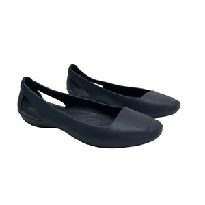Crocs Sienna Ballet Flats Shoe Slide On Women Blue Toe Cap Sz 10 W Waterproof - Picture 1 of 7