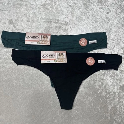 Lote 2 Pares Jockey Generación Modal Tanga Ropa Interior Mujer L Elástico Verde y Negro Foto 1 de 4