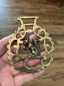 Brass Horse Medallion Antique English Squirrel Show Parade Harness - Picture 1 of 6