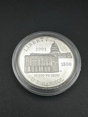 2001-P U.S. Capitol Visitor Center Silver Dollar UNC – Commemorative Coin - Image 1 of 2