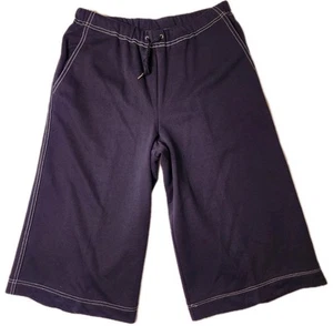 Lauren Ralph Lauren Women Cropped Pull On Pants Size Small Navy 100% Cotton - Picture 1 of 12