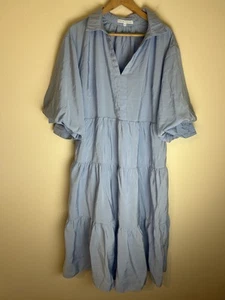 English Factory Maxi dress Blue Puff Sleeve Cottage Core Tiered Picnic Peasant - Picture 1 of 6