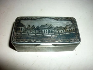 Tabatière Russe argent massif niellé C. 1840 Russian solid silver snuff box - Bild 1 von 11