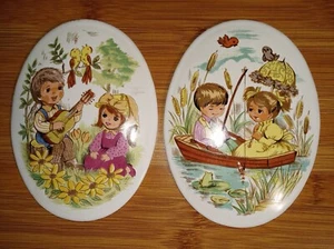 Vintage OVALE KERAMIK WANDPLATTEN, JUNGE & MÄDCHEN (JAPAN) - Bild 1 von 5