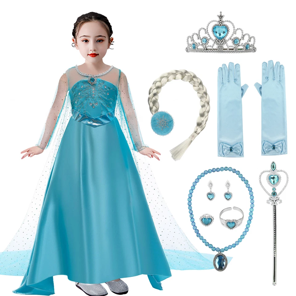 Girls Fancy Party Dress Cosplay Frozon Princess Costume Halloween Birthday Xmas - Image 1 of 1