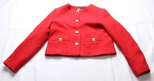 Zara Women's Golden Button Structured Round Neck Blazer CG2 Red Medium NWT - Picture 1 of 3
