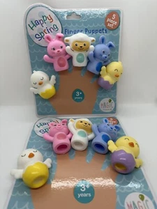 2 Happy Spring Finger Puppets 5 Piece Each Set - Picture 1 of 3