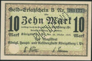 KARALIAUCIUS 10 Mark (1918) banknote UNC Germany Lithuania Konigsberg - Picture 1 of 2