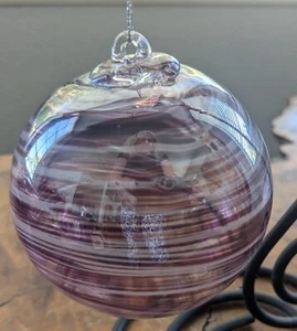 Blown Art Glass Sphere Ornament 3.5" - Picture 1 of 6