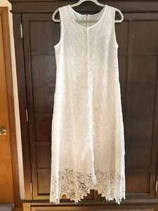 NWOT Soft Surroundings White Madelyn Lace Dress Midi Lined Shower Size 10 - Picture 1 of 10