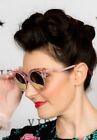 Vintage retro clear pink cat eye framed mirrored round sunglasses