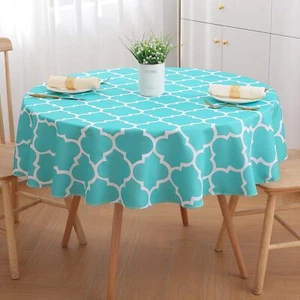 Round Table Cloth Waterproof Stain Resistant Washable Tablecloth Moroccan Polyes - Picture 1 of 8