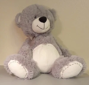 Gotta grauer Bär Plüsch. 14 Zoll groß. "Stitching" an Bauch & Füßen. Graue Schleife - Bild 1 von 9