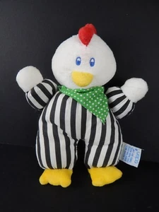 VTG Eden Chicken Rooster Terry Cloth Rattle Plush Black White Stripe Plush 6" - Picture 1 of 5