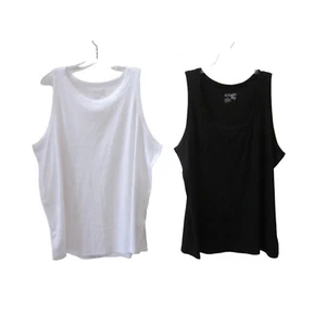 NWT TERRA & SKY White & Black Ribbed Sleeveless Tank Top Shirt Sz 3X 24/26 - Picture 1 of 4