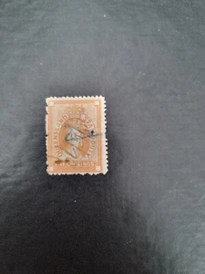 Rare QUEENSLAND 1866-68 5/- QV Chalon Head Stamp Duty Yellow Small Type Cat$675 - Picture 1 of 6