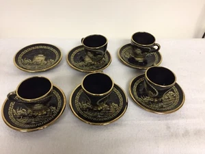 11-Pc Greek Key Deluxe Mini Espresso Coffee Set 24K Yellow  - Picture 1 of 7