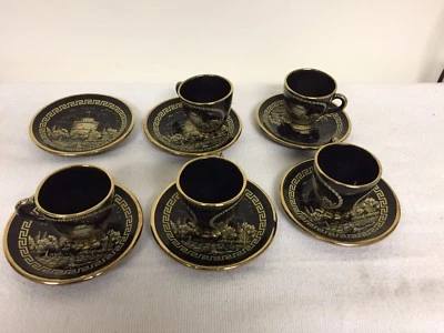 11-Pc Greek Key Deluxe Mini Espresso Coffee Set 24K Yellow  - Image 1 of 4