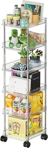 6-Tier Slim Rolling Storage Cart, Stackable Shelf Organizer for Kitchen Bathroom - Picture 1 of 7