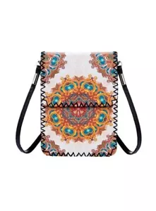 VINTAGE PHONE BAG multicolored genuine leather bag 7”x5” - Picture 1 of 9