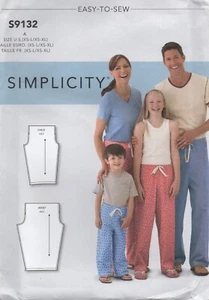 Simplicity Sewing Pattern 9132 Easy Pyjama Trousers for Family Age 4 to XL NEW - Picture 1 of 10