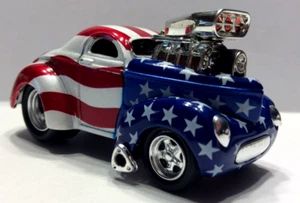 MUSCLE MACHINES STARS &STRIPES 1941 41 WILLYS COUPE LIMITED EDITION 1/64 BLOWER - Picture 1 of 3
