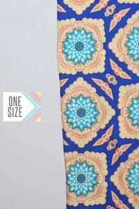 NWT LuLaRoe LLR One Size OS Leggings Blue Teal Floral Gorgeous Print - Picture 1 of 1