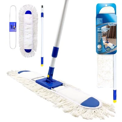 THE DUSTPAN AND BRUSH STORE Flat Mop Large Refill Industrial Floor 60 cm Cotton Pad Head Handle Commercial
