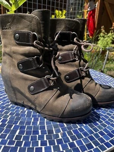 Sorel NL2305 Joan of Arctic Womens Wedge Heel Waterproof Lace Up Boots Size 6.5 - Picture 1 of 5