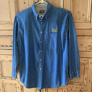 Grady-White Blue Denim Shirt By Dunbrooke Button Down Collar 100% Cotton Large - Picture 1 of 7