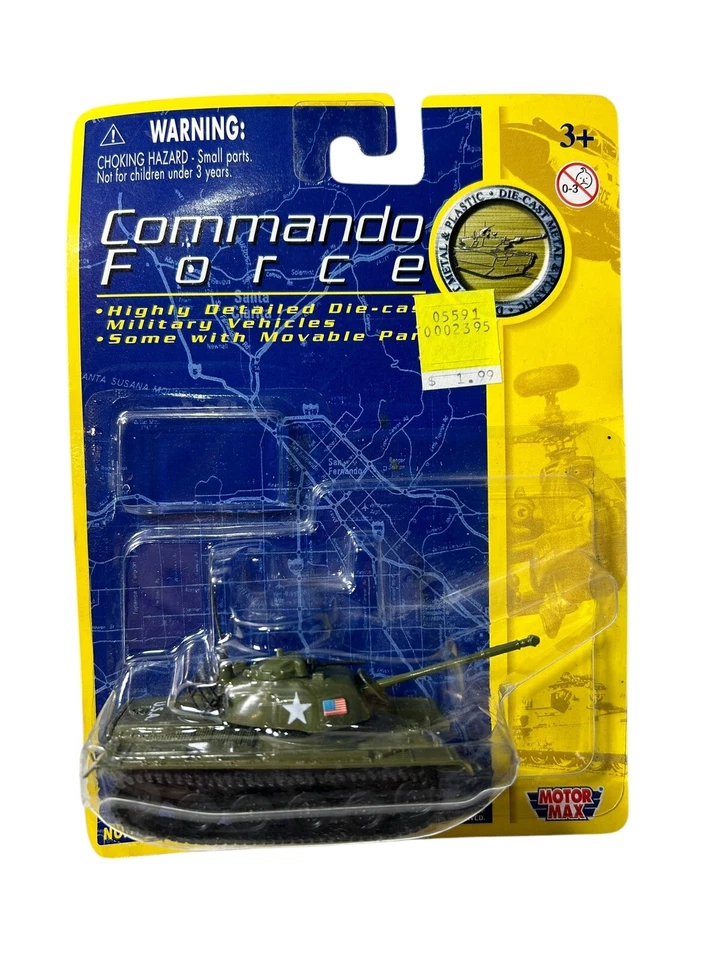 MOTOR MAX COMMANDO FORCE  PATTON USA TANK  1:87 SCALE NEW SEALED - Image 1 of 2