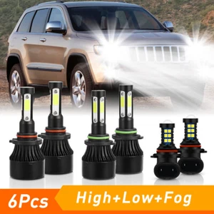 6Pcs 6000K LED Headlight + Fog Light Bulbs Kit For Jeep Grand Cherokee 2005-2010 - Picture 1 of 12