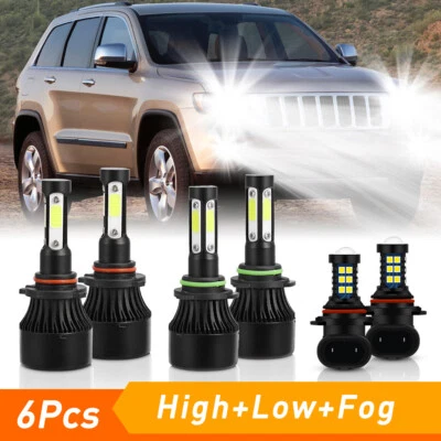6Pcs 6000K LED Headlight + Fog Light Bulbs Kit For Jeep Grand Cherokee 2005-2010 - Image 1 of 4