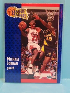 1991-1992 Fleer Basketball Michael Jordan Card #220 League Leaders Chicago Bulls - Bild 1 von 4