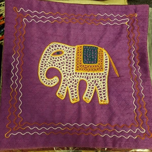 Indian Ethnic Elephant Cushion Multicoloured  Cover 40cm by 40cm polyes stitched - Picture 1 of 4