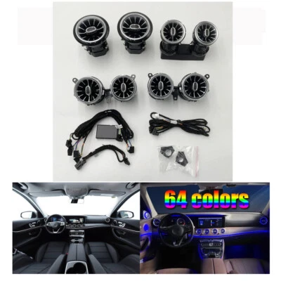 ⭐For Mercedes Benz W213 E400 E63 E300 64 Color LED AC Air Vent Ambient Light Set - Image 1 of 4