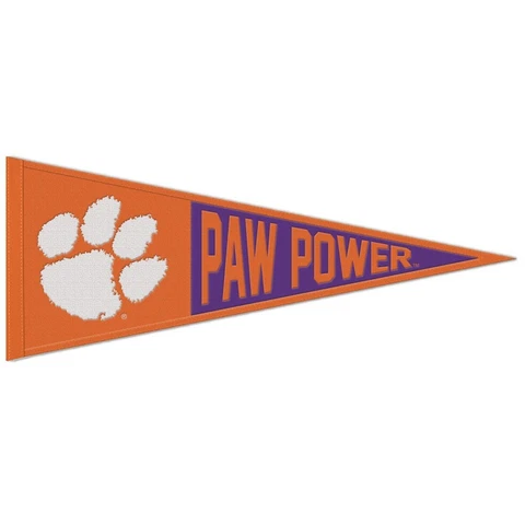 Clemson Tigers Wool Pennant - 13"x32" PAW POWER Cover
