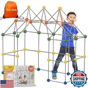 YelloIris 148-Piece Large Fort Building Kit – Durable STEM Construction Kids - Picture 1 of 5