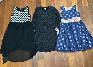 Lot Girl Size 14 16 XL Party Dress Black Shimmer Sweater Royal Blue Sequin NICE - Picture 1 of 4