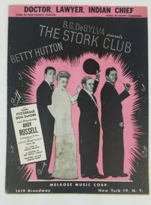 Vintage Sheet Music ~ Doctor Lawyer Indian Chief ~ 1945 ~ From "The Stork Club" - Picture 1 of 4