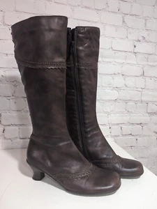 La Canadienne Tahra Mid Calf Brown Leather Kitten Heel Boots Women 8 Victorian - Picture 1 of 18