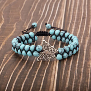 Butterfly Bracelets natural Turquoise Stone Wrap Friendship Bracelet