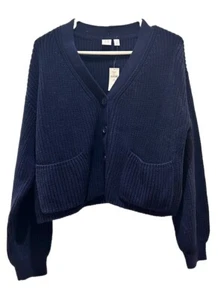 NEW Gap Kids Girl’s Size 14-16 (XXL) Blue Cardigan Sweater - Picture 1 of 5